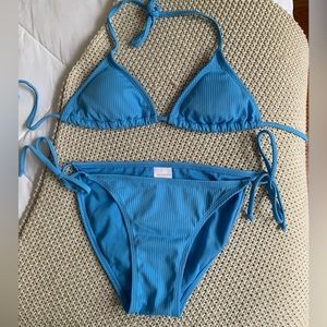 Blue Small Target Xhiliration Bikini Set Full Coverage Bottom, Like New